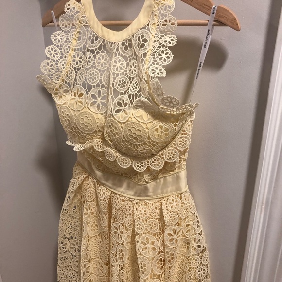 NWT Self-Portrait Yellow Floral Lace Dress - Picture 6 of 8